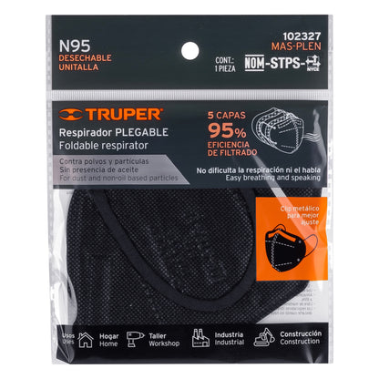 Respirador plegable N95 color negro