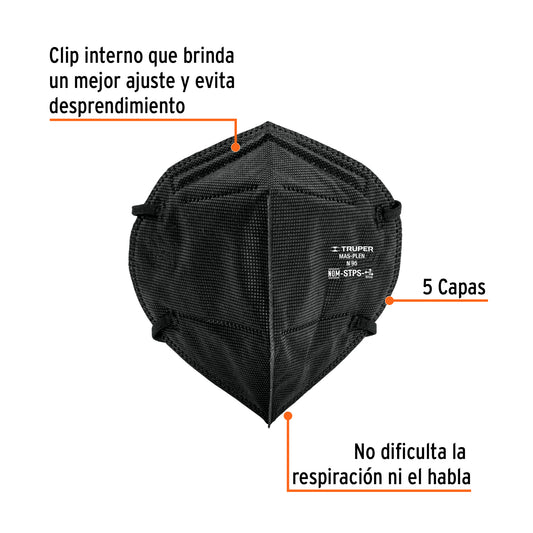 Respirador plegable N95 color negro
