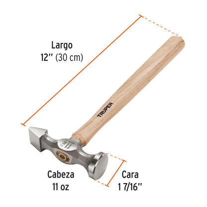Martillo desabollador de 11 oz tipo cincel con mango de 12"