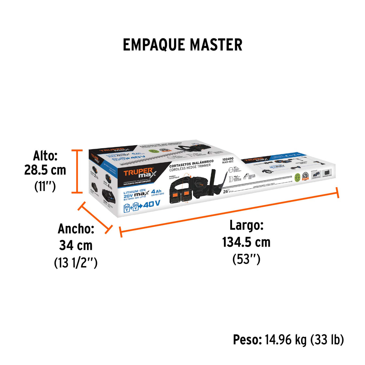 Cortasetos inalambrico 40V 2 baterias 4Ah - SKU 102490