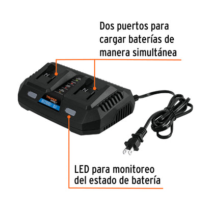 Cargador dual de baterías de ion litio de 20 V
