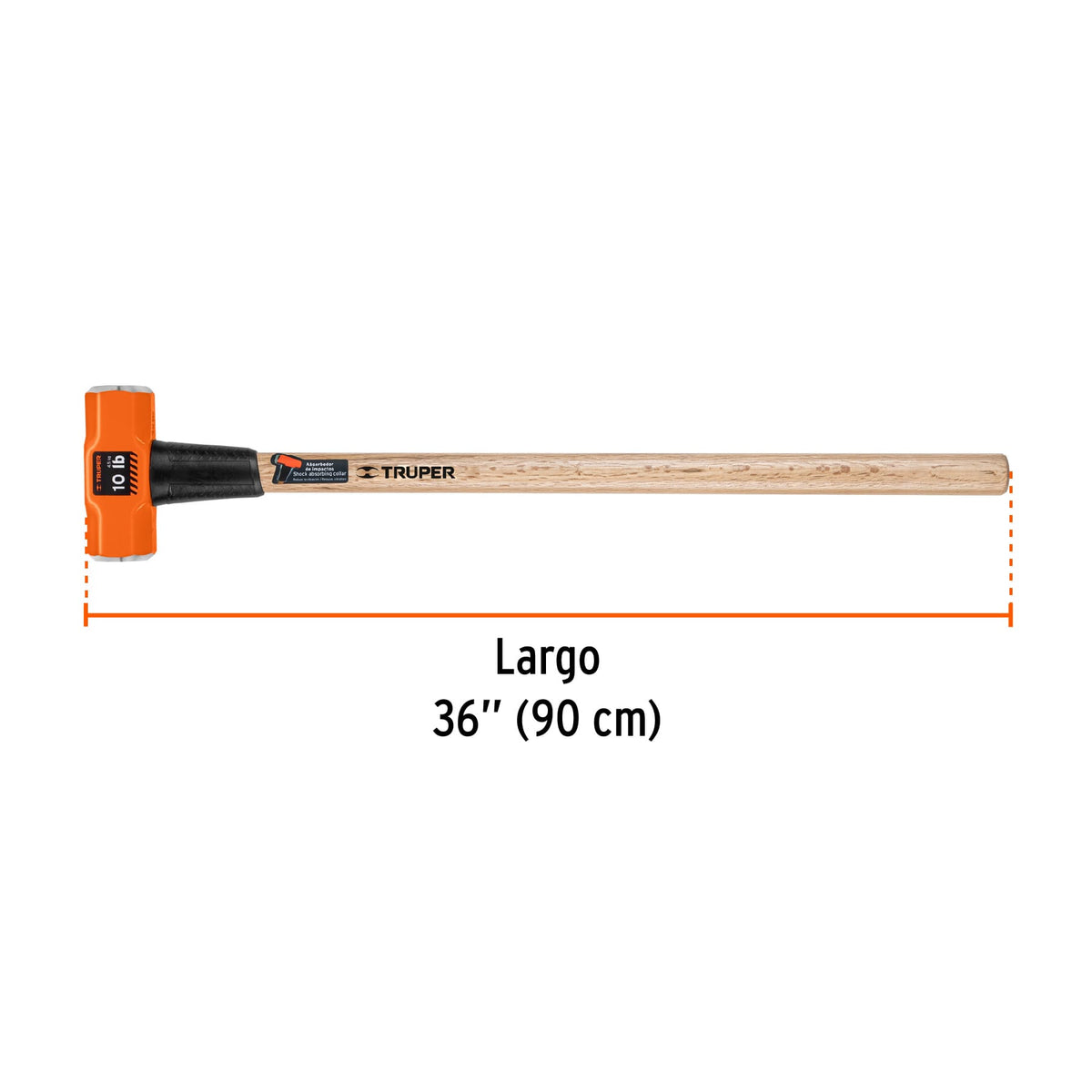 Marro octagonal de 10 lb con mango de madera de 90 cm