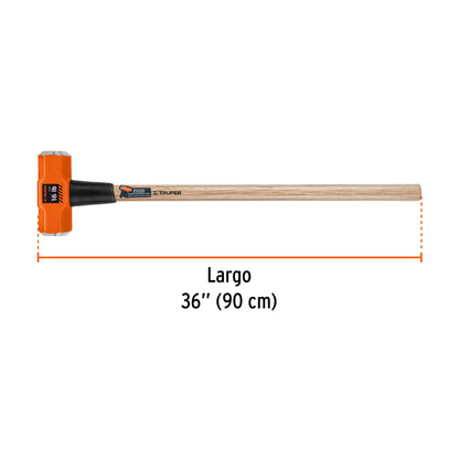 Marro octagonal de 16 libras con mango de madera de 90 cm