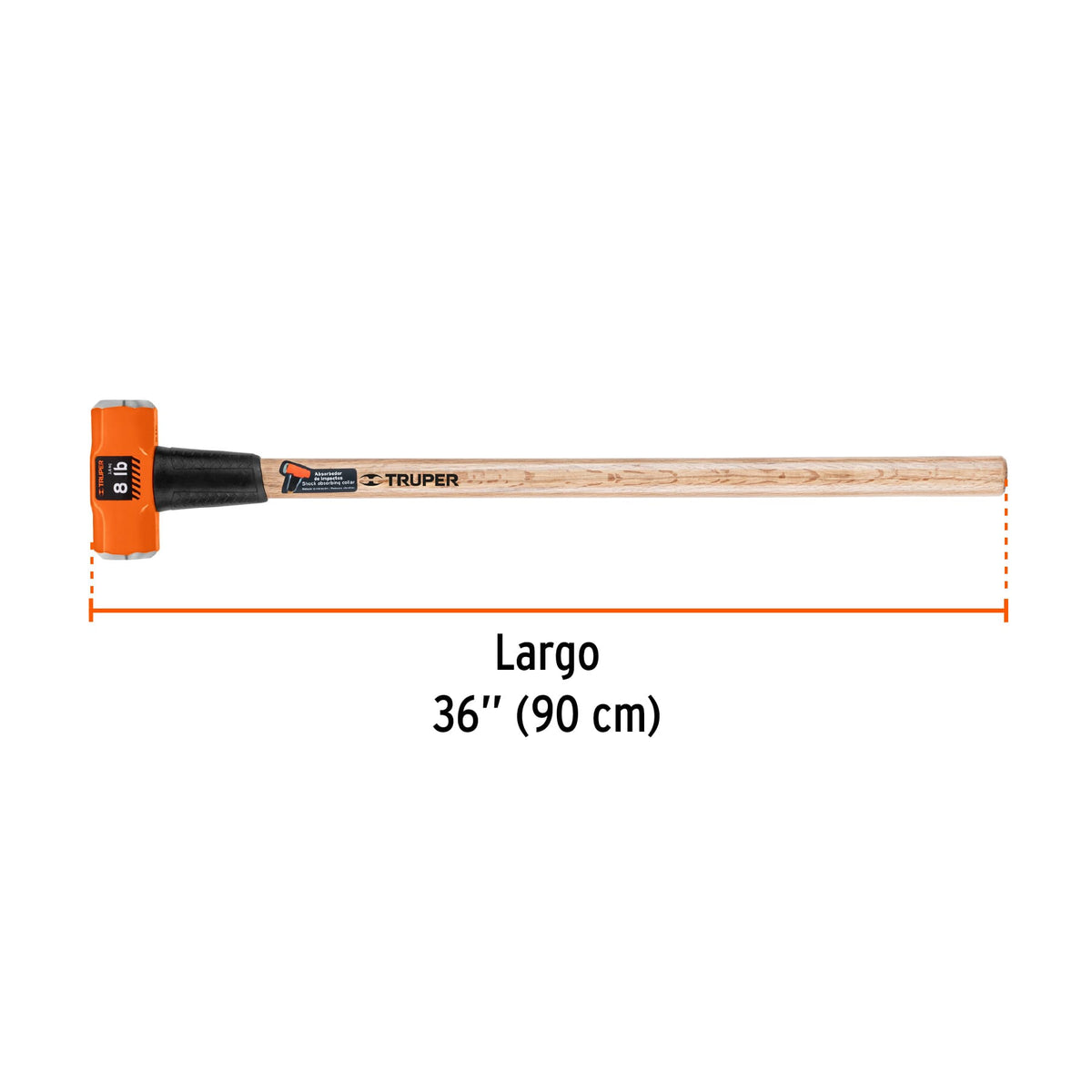 Marro octagonal de 8 lb con mango de madera de 90 cm