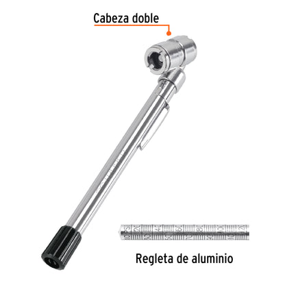 Calibrador de presión para llantas de 160 PSI con cabeza doble y clip