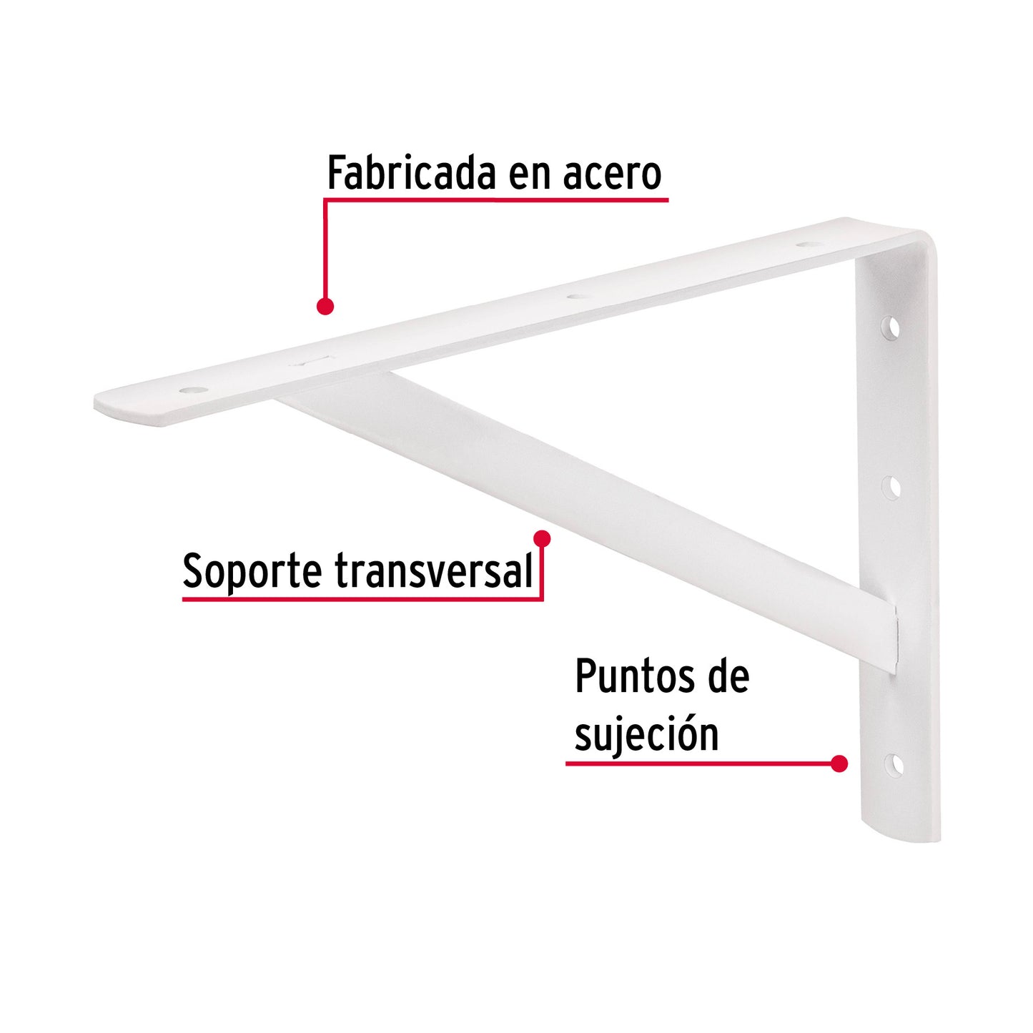 Ménsula Reforzada Acero Blanca 8x12