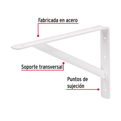 Ménsula Reforzada Acero Blanca 8x12
