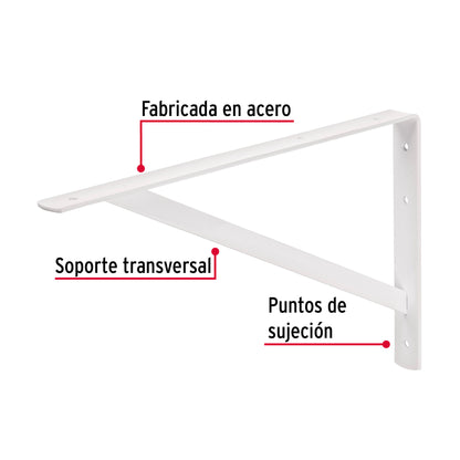 Ménsula Reforzada Acero Blanca 10x16