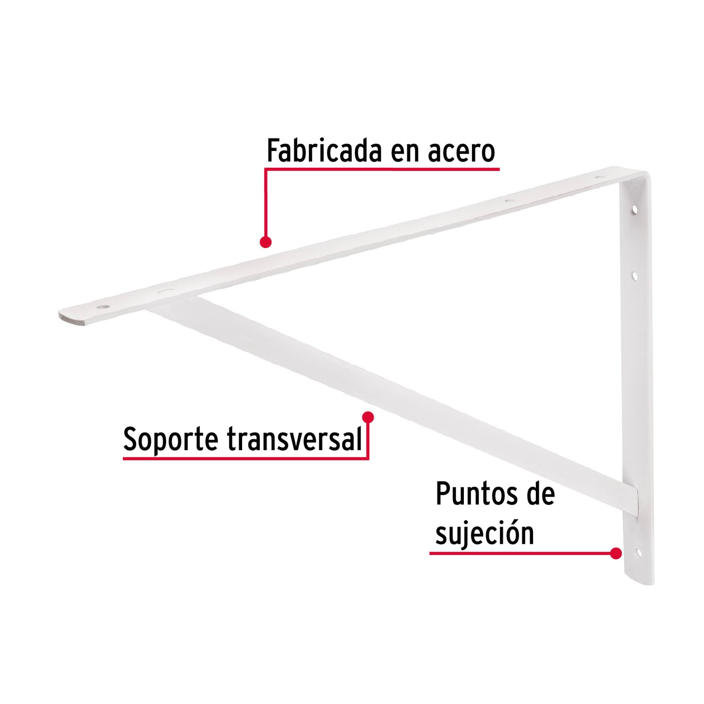 Ménsula Reforzada Acero Blanca 13x20