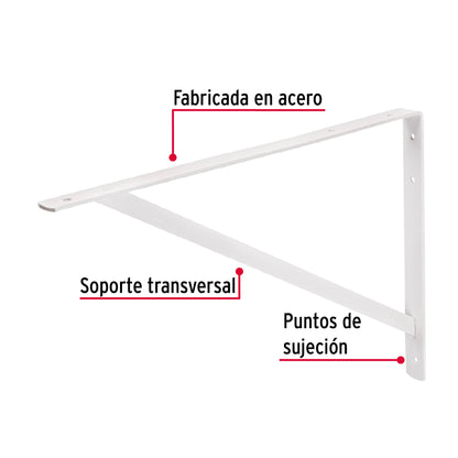 Ménsula Reforzada Acero Blanca 13x20