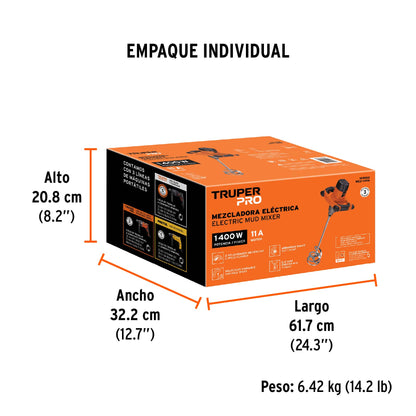 Mezcladora eléctrica 1400W, TRUPER PRO · vista 6