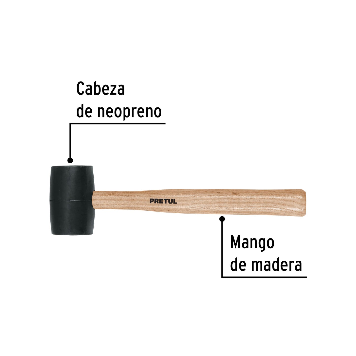 Mazo de hule de 16 oz con mango de madera