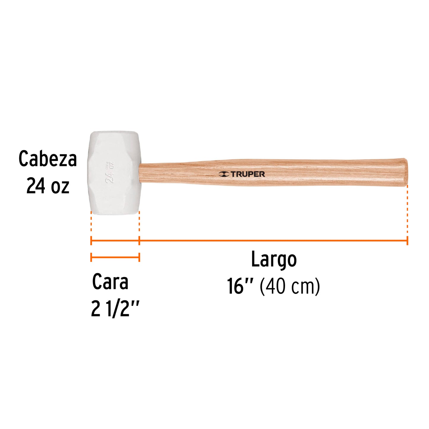 Mazo de hule de 24 oz con mango de madera