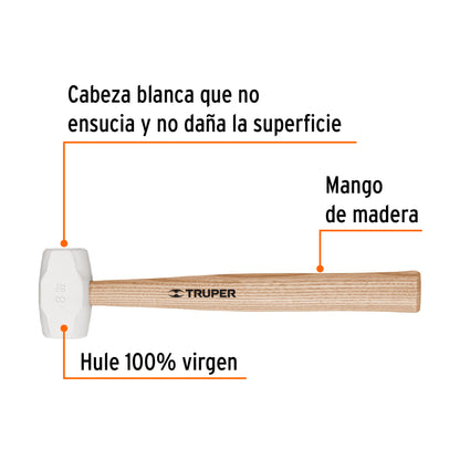 Mazo de hule de 8 oz con mango de madera