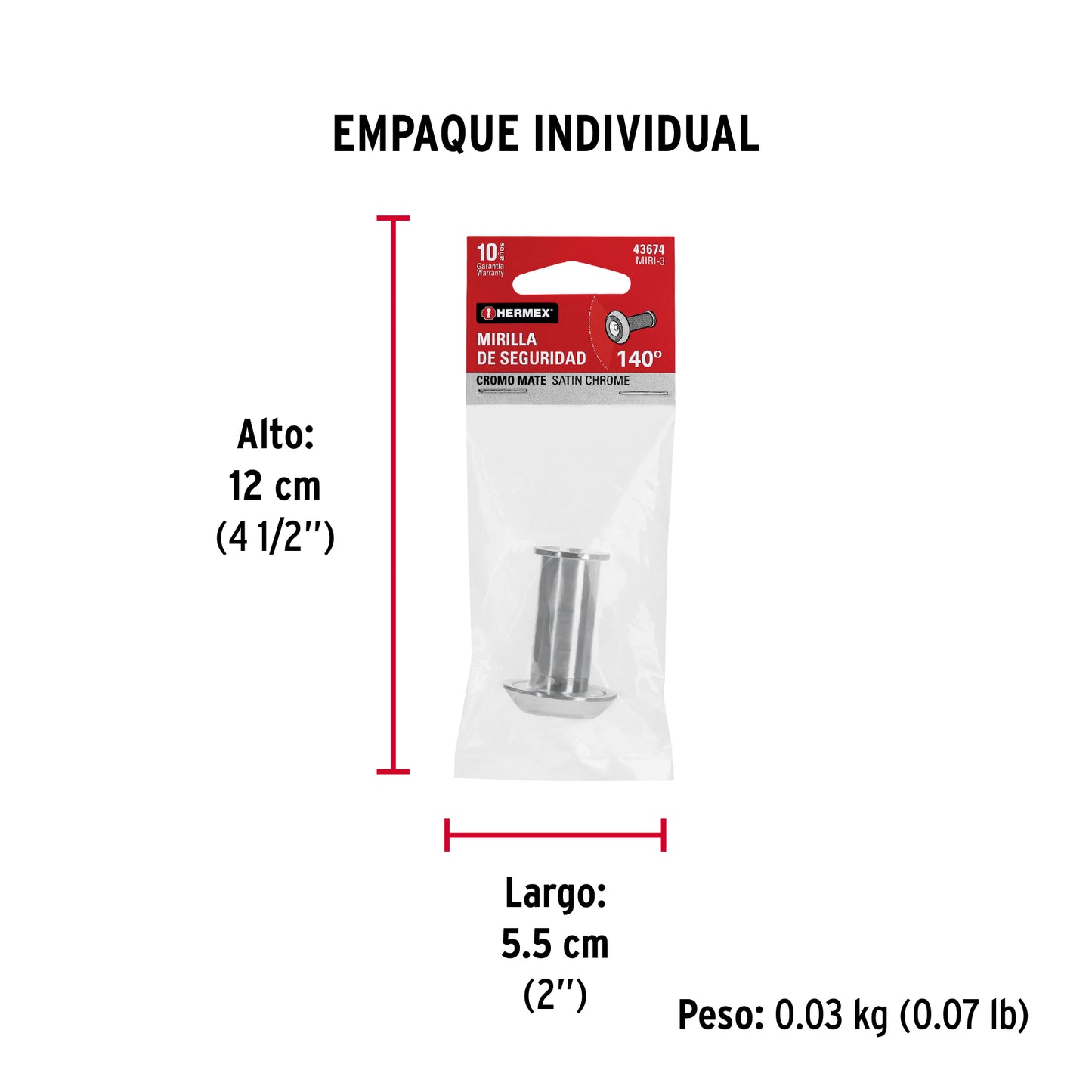 Mirilla de seguridad acabado cromo mate