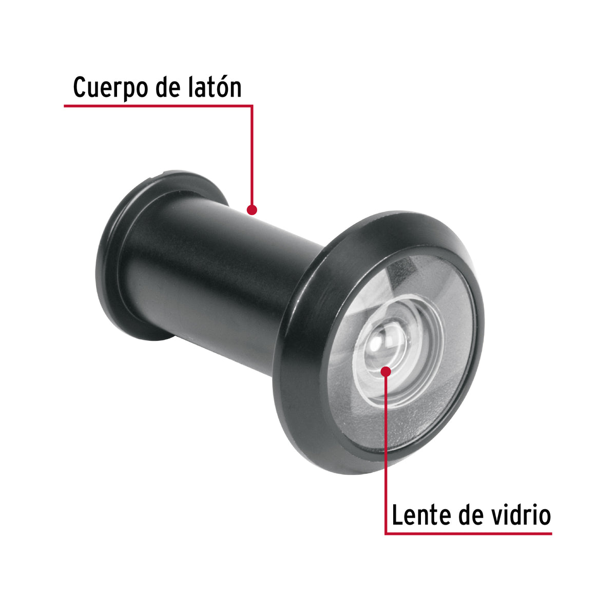 Mirilla de seguridad, 180°, lente de vidrio, negro mate · vista 2