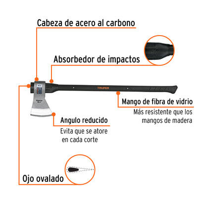 Hacha media labor 4 lb mango fibra