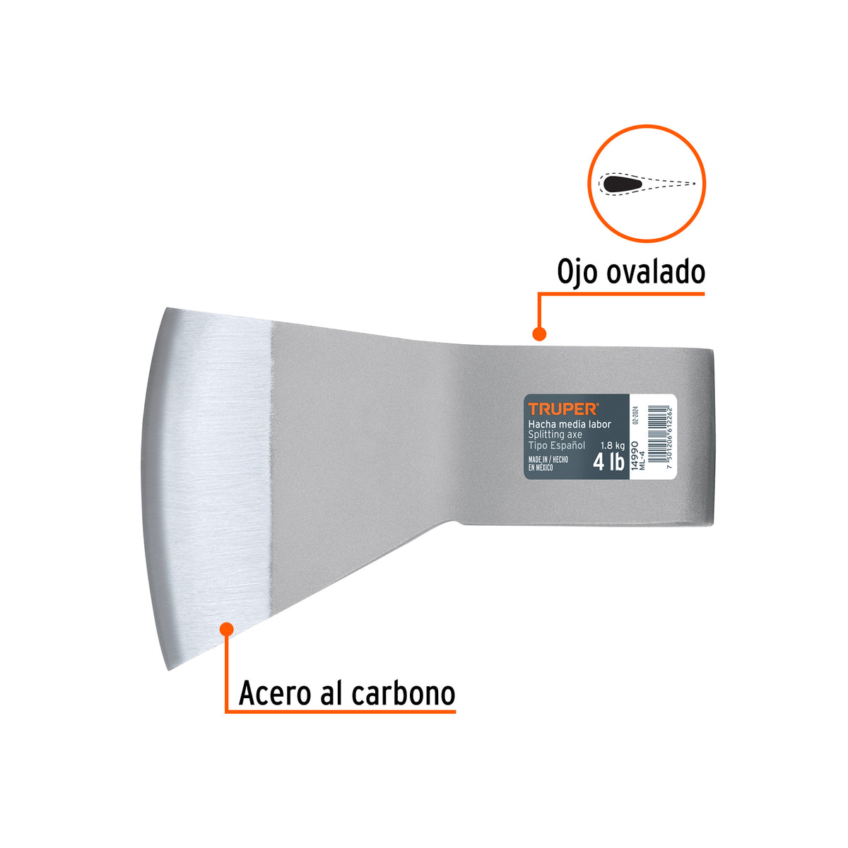 Hacha media labor 4 lb sin mango