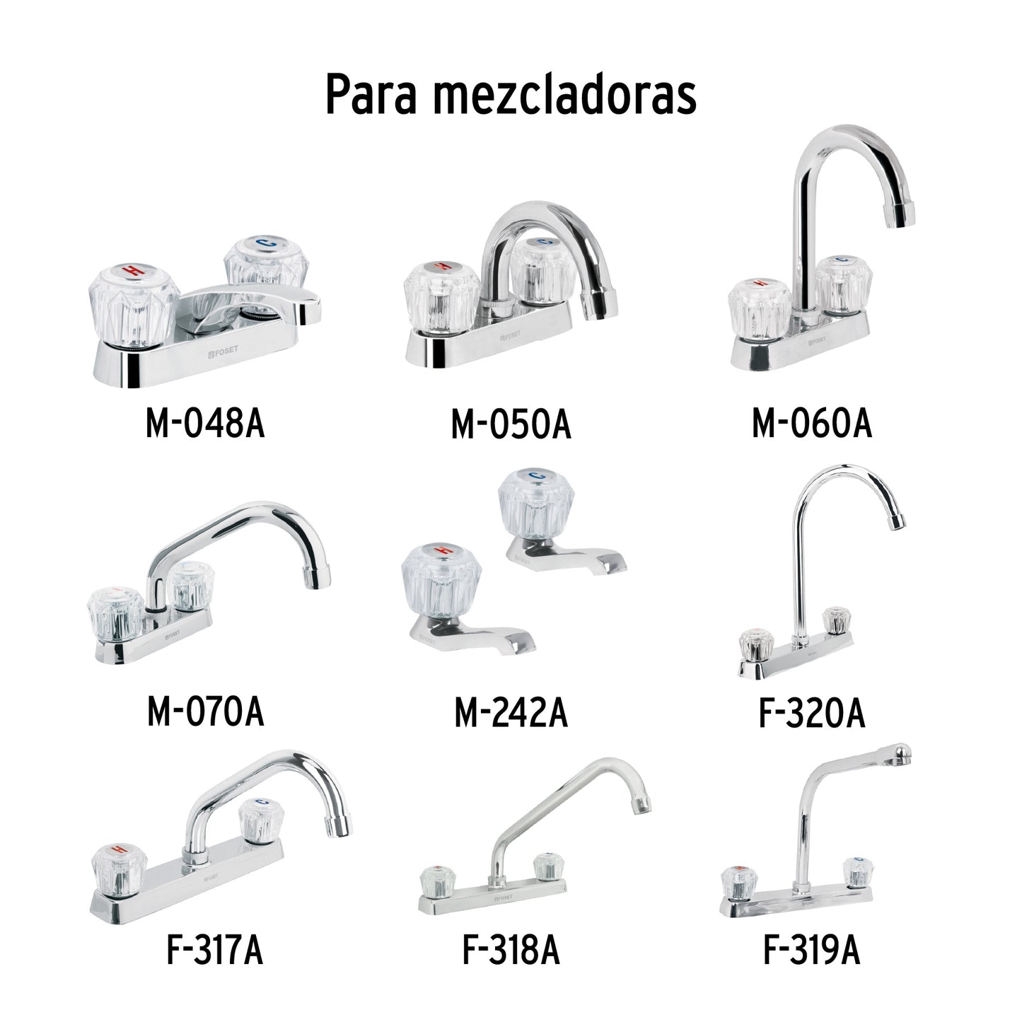 Juego de manerales acrílicos transparentes para lavabo y fregadero