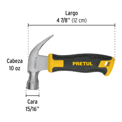 Martillo de uña curva de 10 oz con mango comfort grip