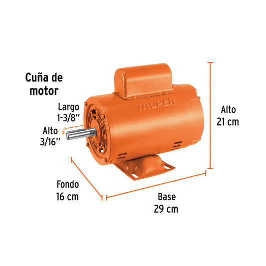Motor eléctrico monofásico de 1/2 HP, baja velocidad · vista 2