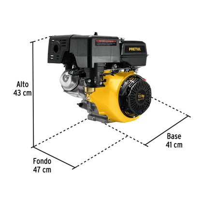 Motor a gasolina de 13 HP con sensor de aceite y arranque manual