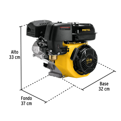 Motor a gasolina de 6.5 HP con sensor de aceite y arranque manual