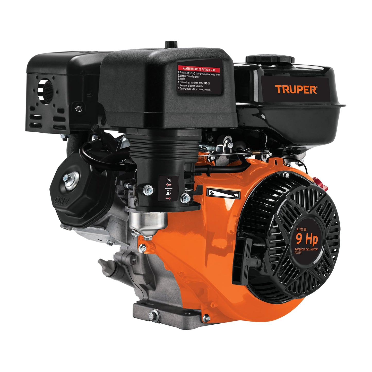 Motor a gasolina de 9 HP con sensor de aceite y arranque manual