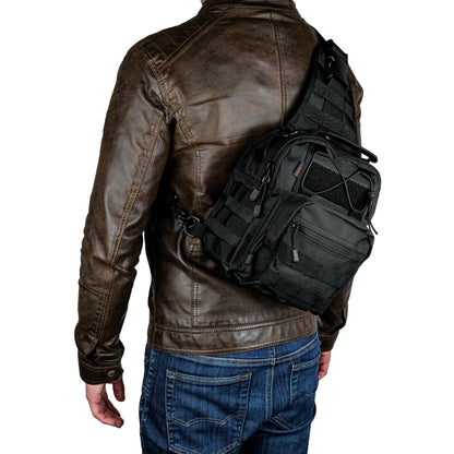 Mochila táctica multiusos negra de 6 L con diseño 3 en 1