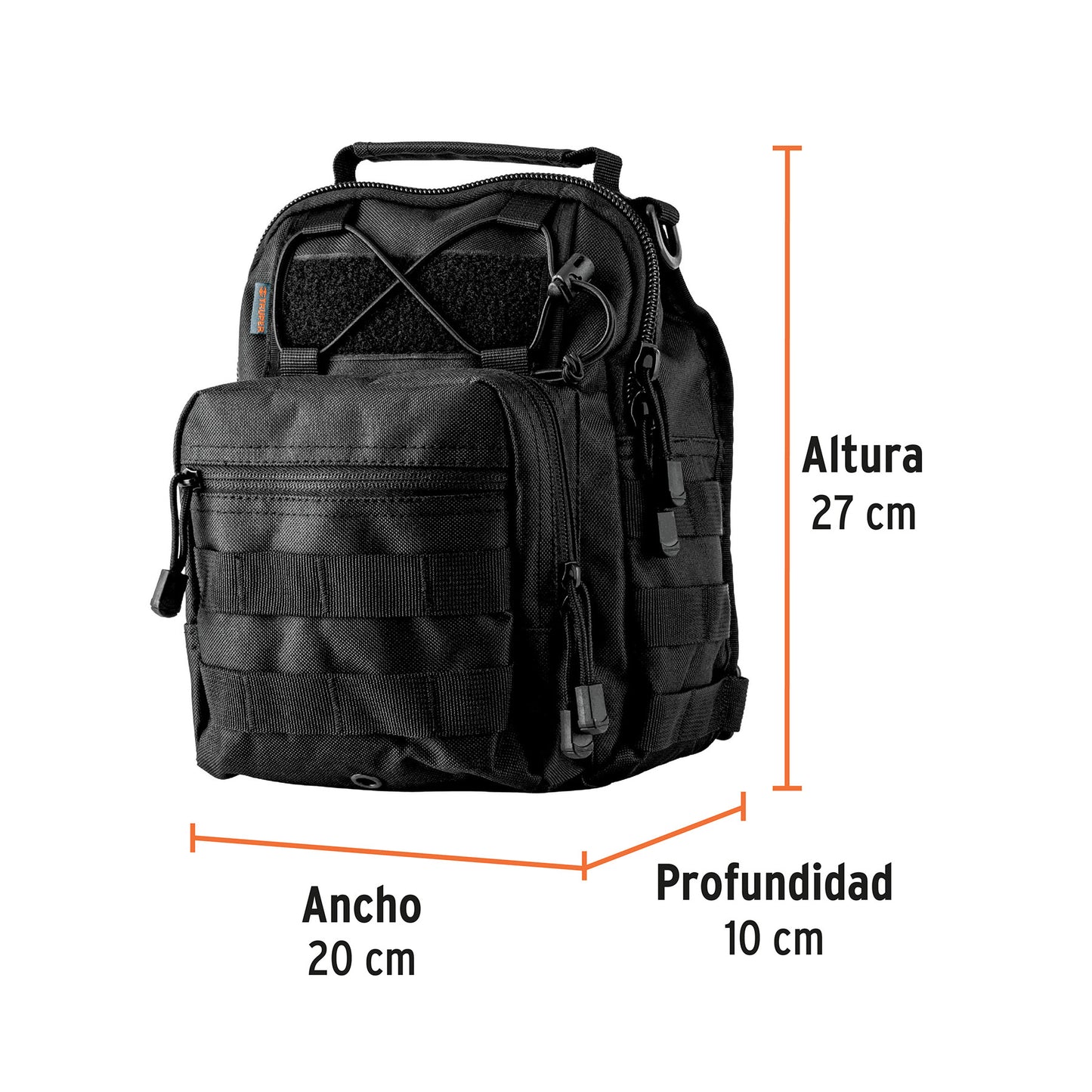Mochila táctica multiusos negra de 6 L con diseño 3 en 1