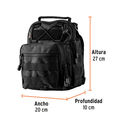 Mochila táctica multiusos negra de 6 L con diseño 3 en 1