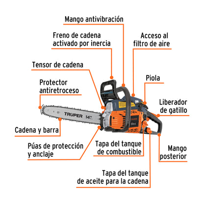 Motosierra 38 cc a gasolina con barra de 14" · vista 2
