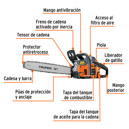 Motosierra 50 cc a gasolina con barra de 16" · vista 2
