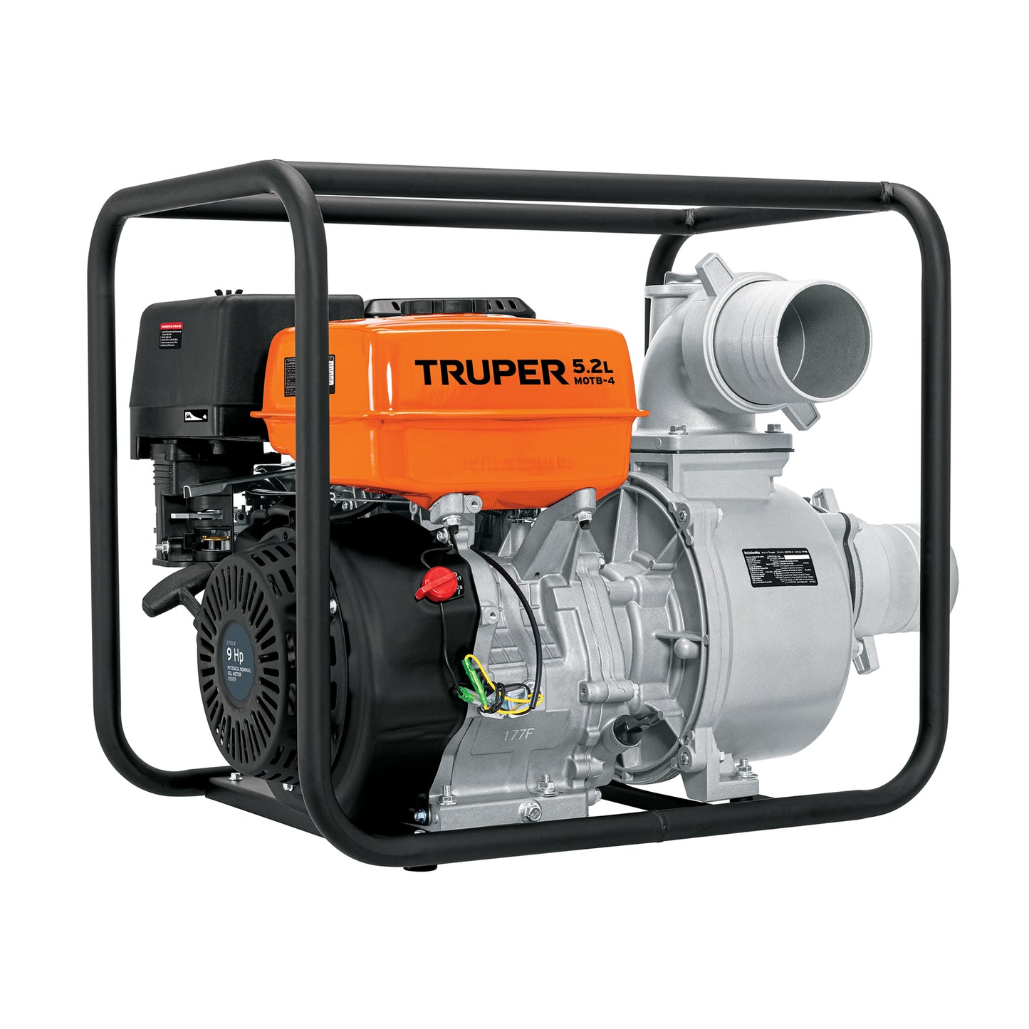 Motobomba autocebante de 4 pulgadas por 4 pulgadas a gasolina de 9 HP agrícola