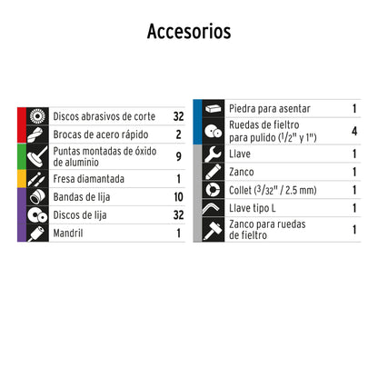 Herramienta rotativa 150W con 97 accesorios - SKU 17449