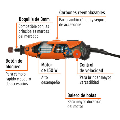 Herramienta rotativa 150W con 97 accesorios - SKU 17449