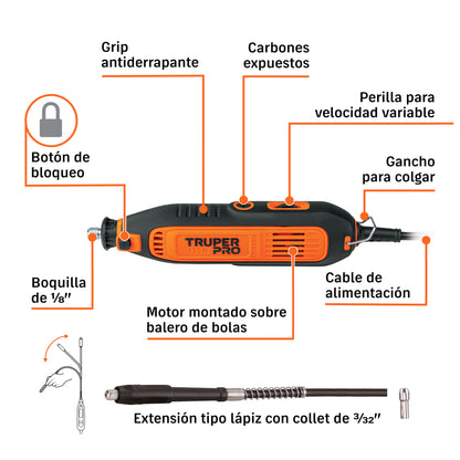 Herramienta rotativa 135W con 211 accesorios, TRUPER PRO · vista 2