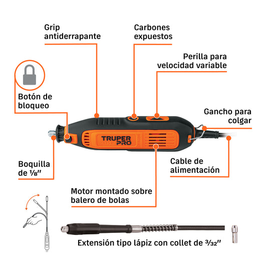 Herramienta rotativa 135W con 97 accesorios, TRUPER PRO · vista 2