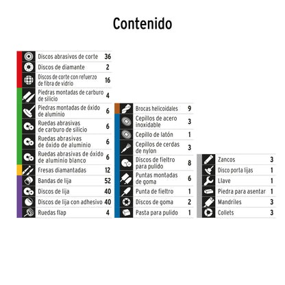 Kit accesorios para herramienta rotativa 276 piezas - SKU 100729