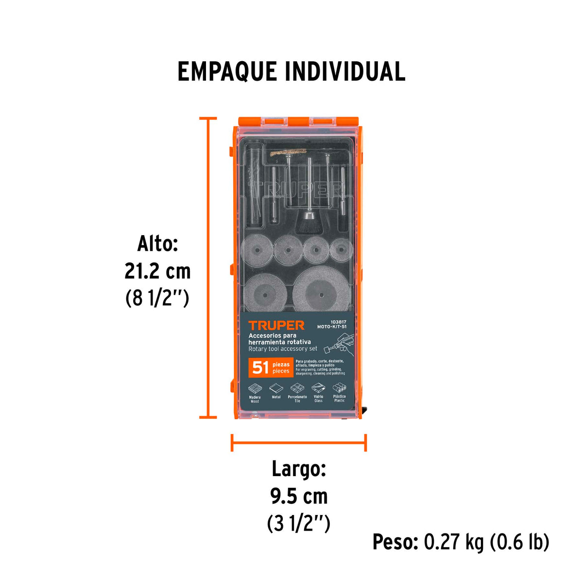 Kit de accesorios para herramienta rotativa, 51 pzas · vista 3