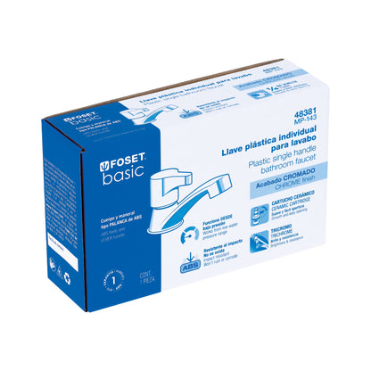 Llave individual para lavabo de ABS con maneral tipo palanca y cartucho cerámico