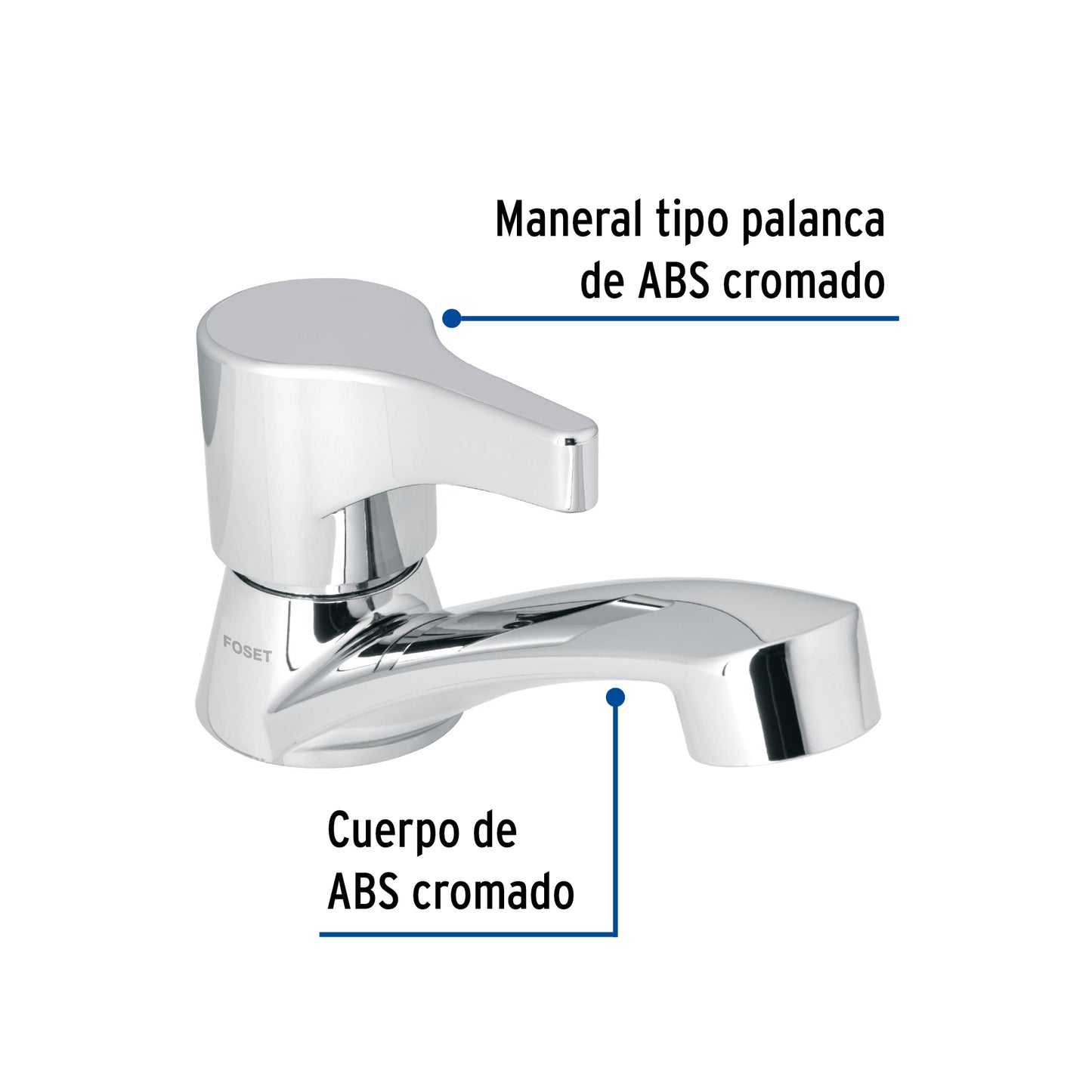 Llave individual para lavabo de ABS con maneral tipo palanca y cartucho cerámico
