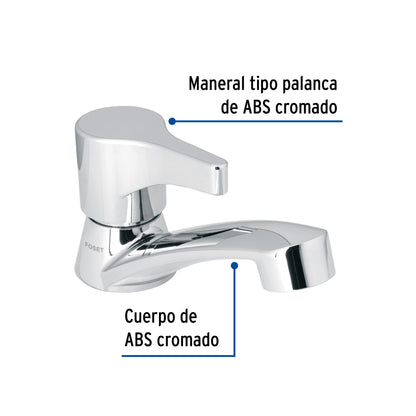 Llave individual para lavabo de ABS con maneral tipo palanca y cartucho cerámico