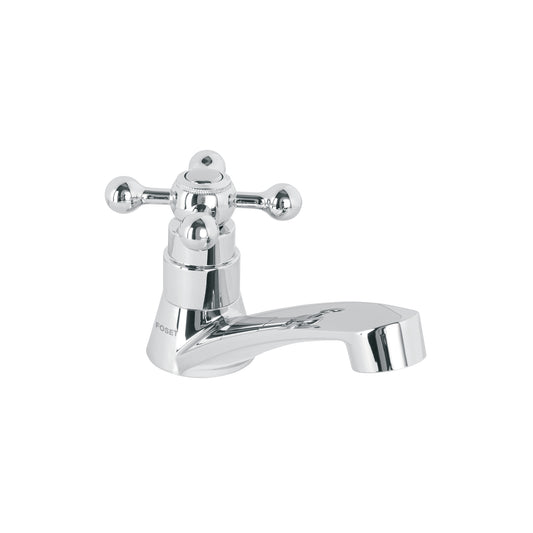 Llave individual para lavabo de ABS con maneral tipo cruceta y cartucho cerámico