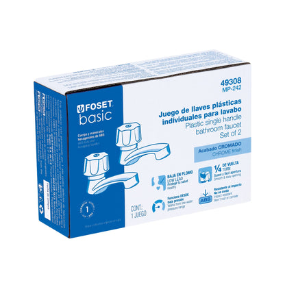 Juego de llaves individuales para lavabo de ABS con maneral hexagonal y cartucho cerámico