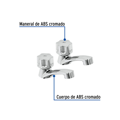 Juego de llaves individuales para lavabo de ABS con maneral hexagonal y cartucho cerámico