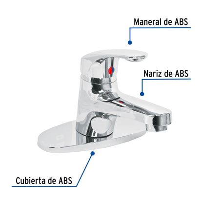 Monomando para lavabo de ABS con nariz recta y cubierta, incluye mangueras