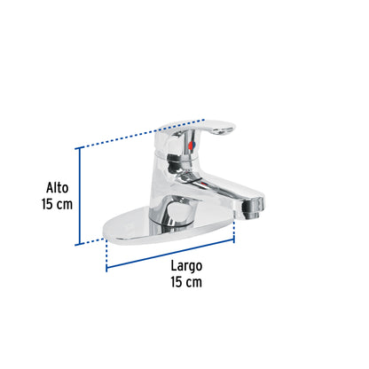 Monomando para lavabo de ABS con nariz recta y cubierta, incluye mangueras