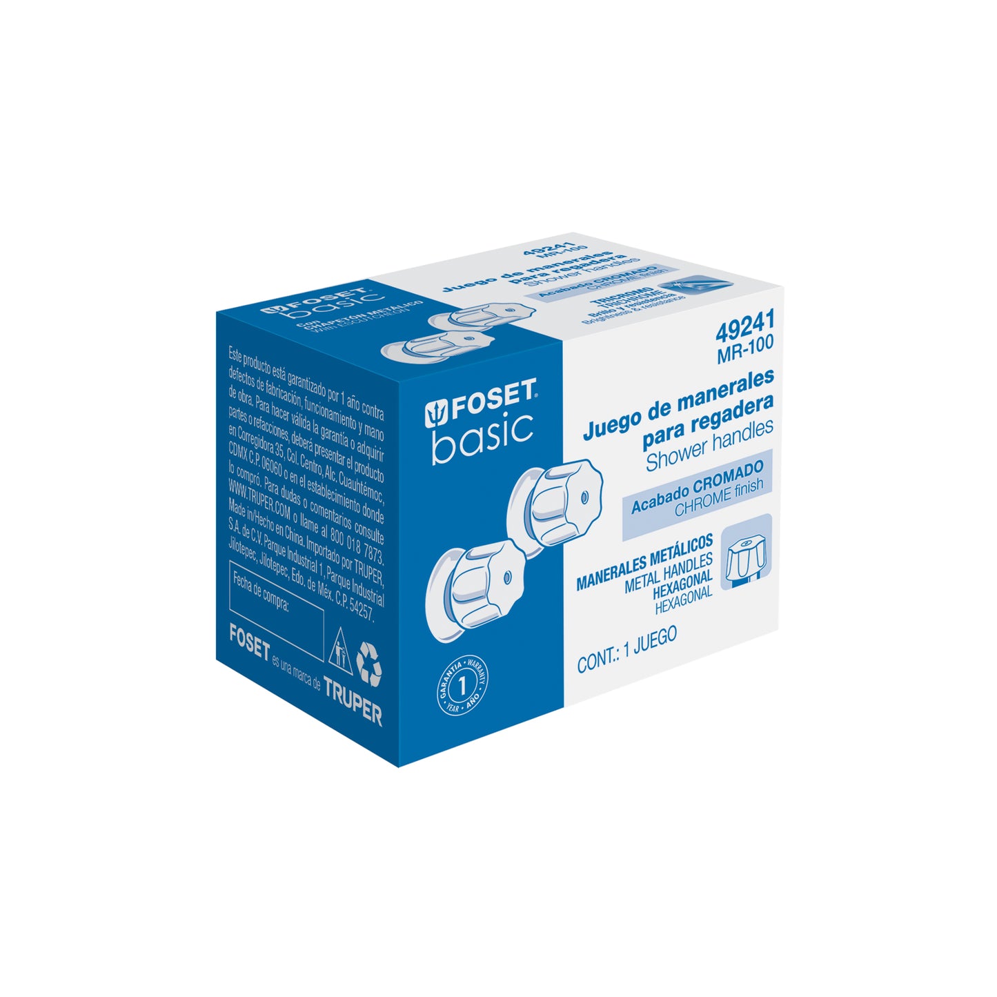 uego de manerales hexagonales metálicos para regadera