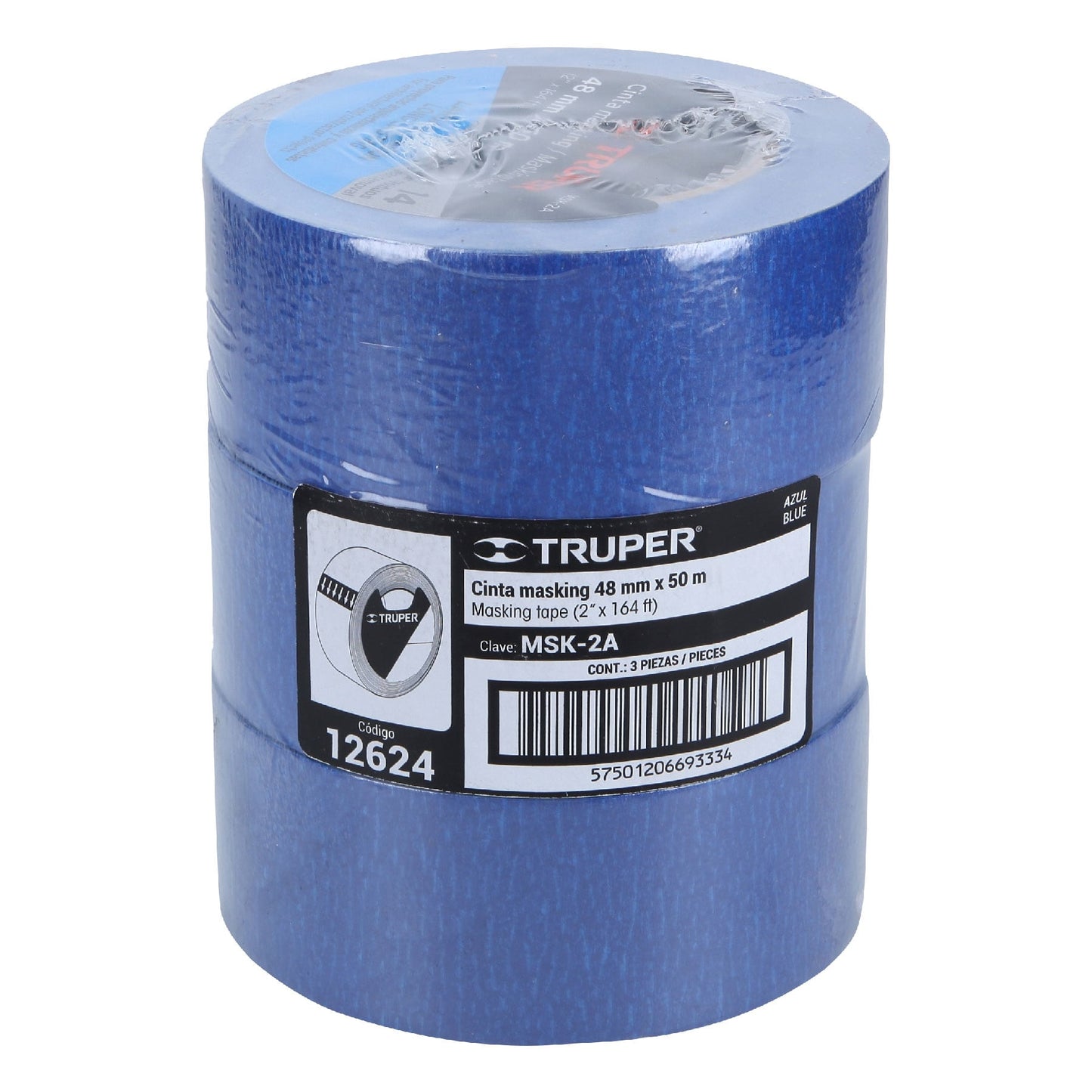 Cinta masking tape azul de 2" x 50 m para pintor
